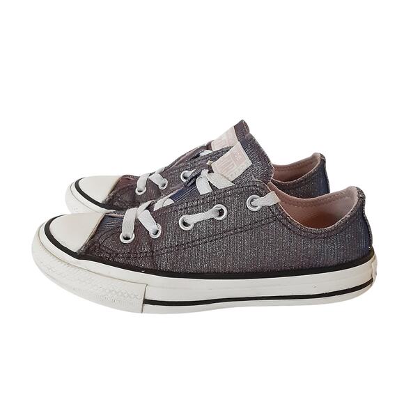 Converse Chuck Taylor All Star Ox Low Top Sneakers Kids Shimmer Purple Girl 13.5 - Picture 3 of 9